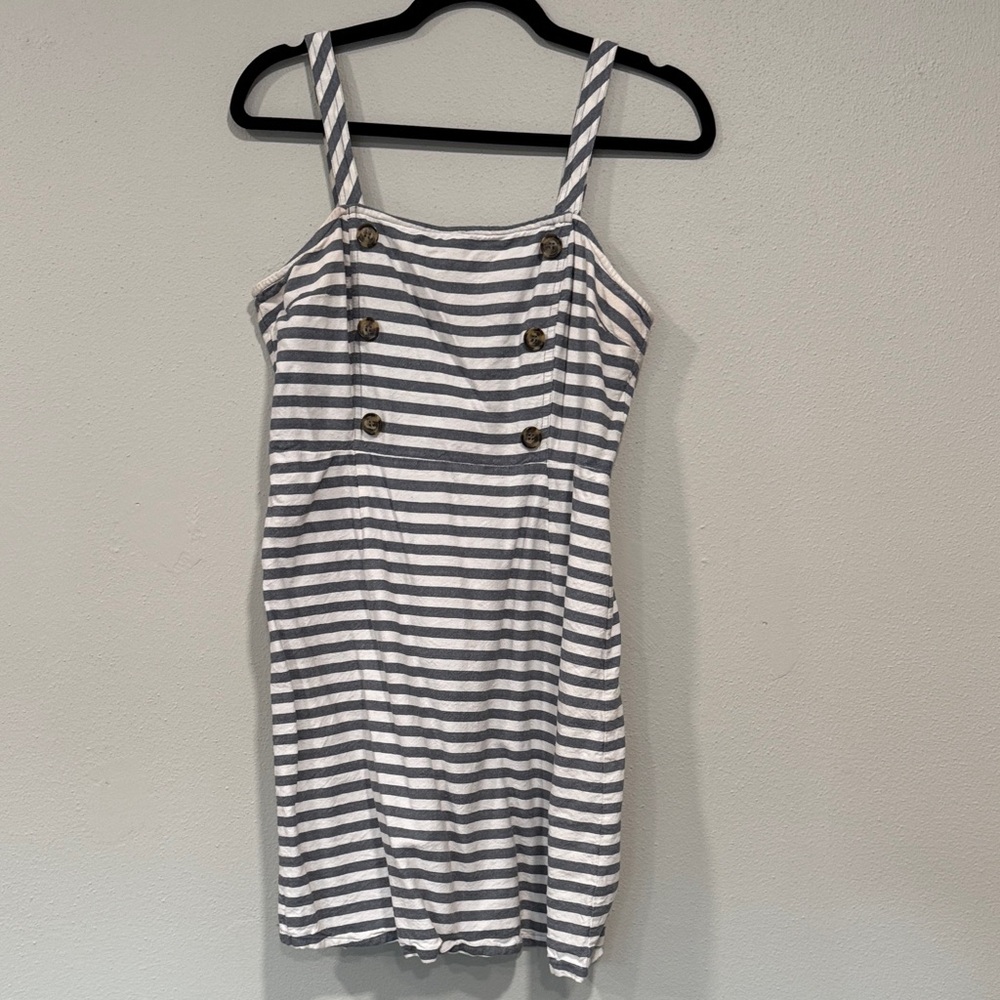 Derek Heart Gray and White Striped Mini Dress